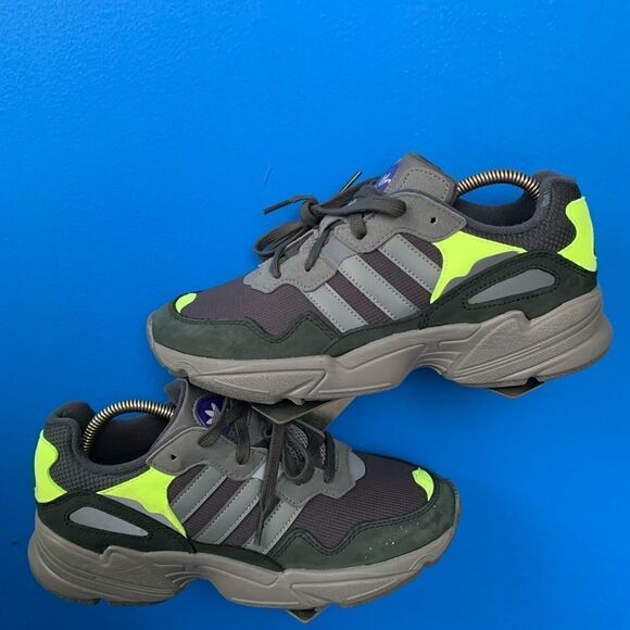 Adidas Yung-96 Carbon/Grey Four-Slime Yellow Men's Size 8 F97180 New - Picture 2 of 8